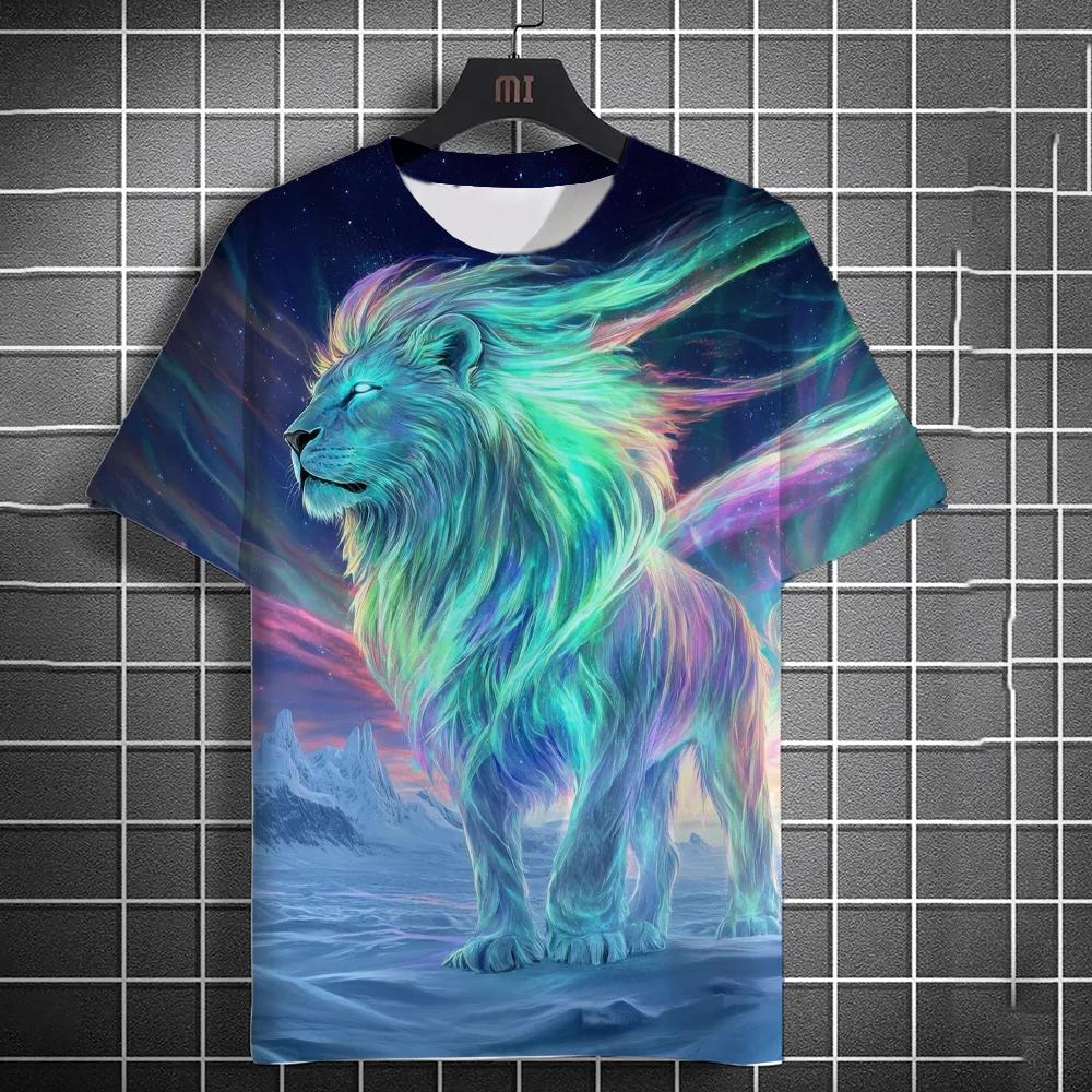 Animal Men's T-shirt 3d Tiger Print Men's Tops Casual Short Sleeve Simple T-shirt Summer Round Neck T-shirt Men's Ultra Clothing