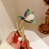Chinese style magnolia brooch women's exquisite fashion bamboo leaf brooch pin coat jacket accessories