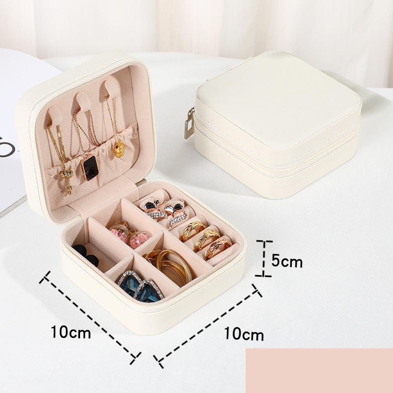 Jewelry Organizer Display Travel Jewelry Case Boxes Portable Locket Necklace Jewelry Box Leather Storage Earring Ring Holder