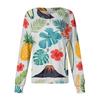 Women's Casual Long Sleeve Hawaiian Floral Print Single Button Scrub Cardigan Top for Uniform