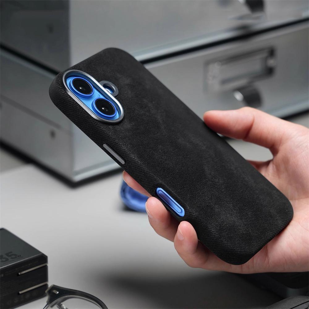 Luxury Metal Lens Magnetic Fiber Leather Case For iPhone 17 Pro Max 16 15 14 13 12 Air MagSafe Wireless Charge Shockproof Cover