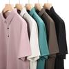 Golf Shirts Mens Short Sleeve Solid Color Turn Down Collar Business Plain Shirt for Man