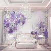 High Quality Custom 3D Stereoscopic Purple Flowers Bedroom Wallpaper Designs TV Backdrop Wall Mural Modern Home Decor Wall Paper