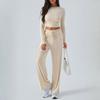 Women Tracksuit 2 Piece Casual Long Sleeve O-Neck Cropped Tops with Pant Sets Sportwear Basic Solid Jogger Workout Outfits