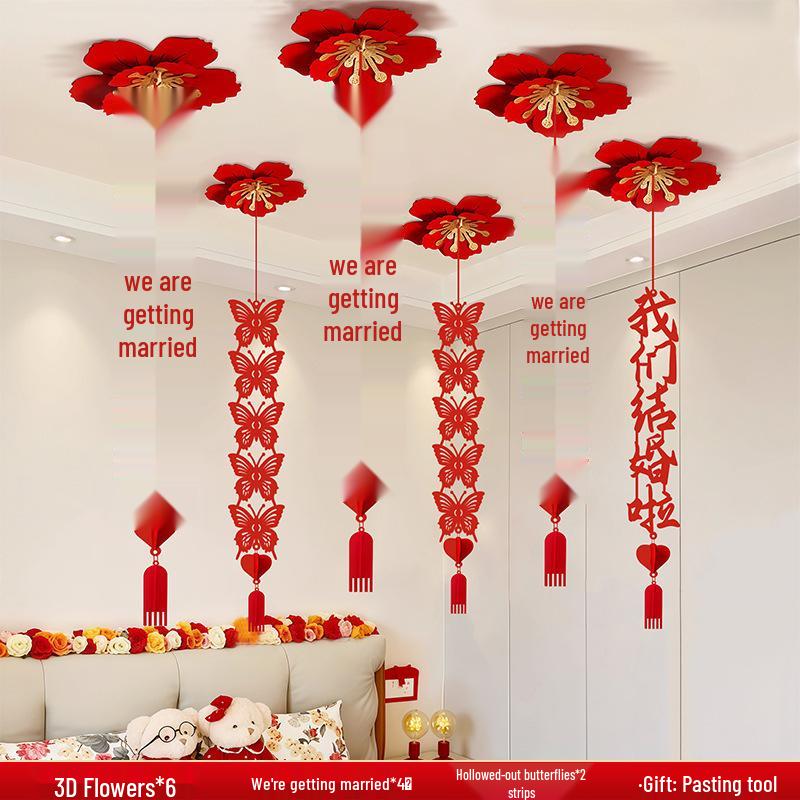 Wedding Ceiling & Bedroom Double Happiness Decorations Set