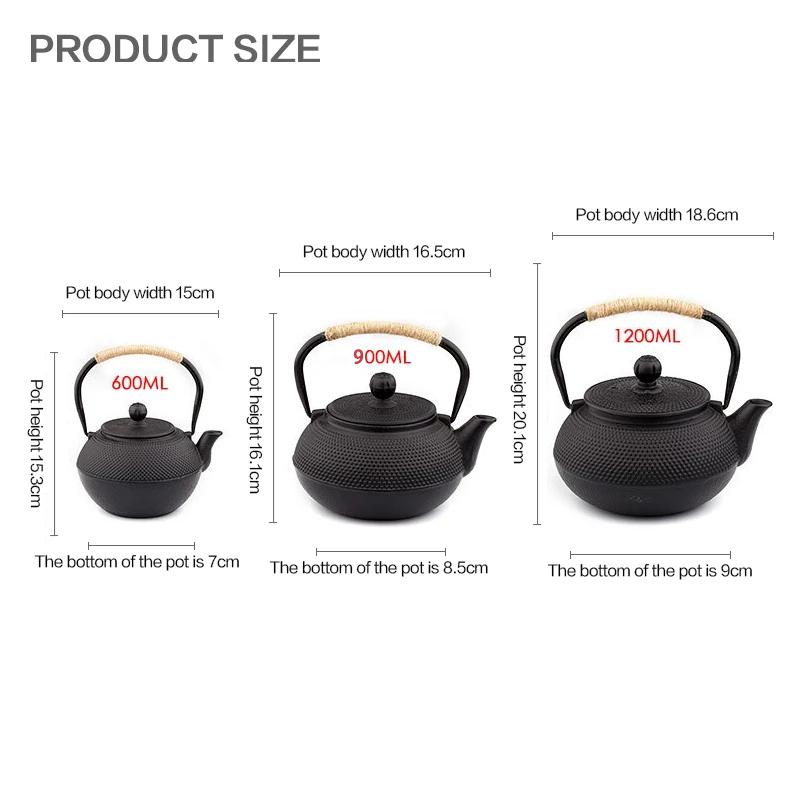 Japanese Iron Tea Pot with Stainless Steel Infuser Cast Iron Teapot Tea Kettle for Boiling Water Oolong Tea 600/900/1200ML
