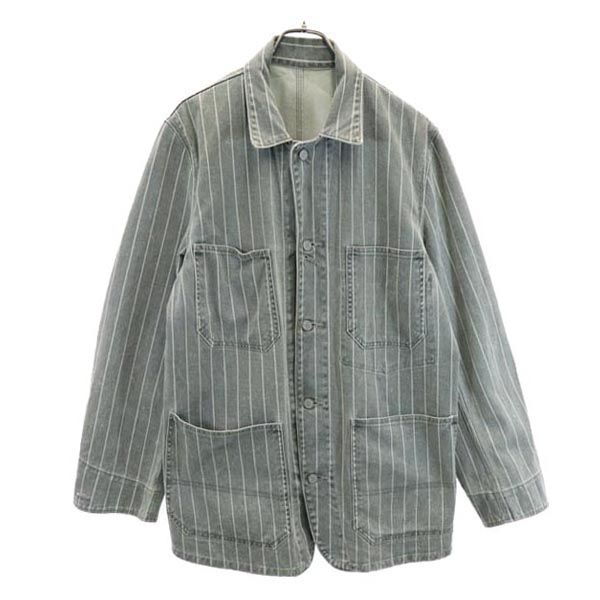 

OZONE ROCKS сделано в Японии полосатая джинсовая куртка L серая мужская б/у