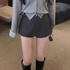 Women's Plus Size Black A-line Mini Skirt with Belt - High Waist, Slimming, Korean Style, Autumn Fashion