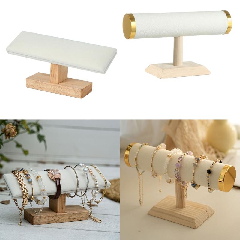 Elegant Sturdy Wood Jewelry Display Stand Accessory for Bracelets and Necklaces With Soft Lint Lining Stylish Designs