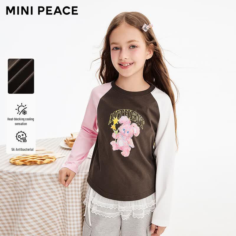 MiniPeace Girl s Raglan Long Sleeve Cooling T-Shirt 150