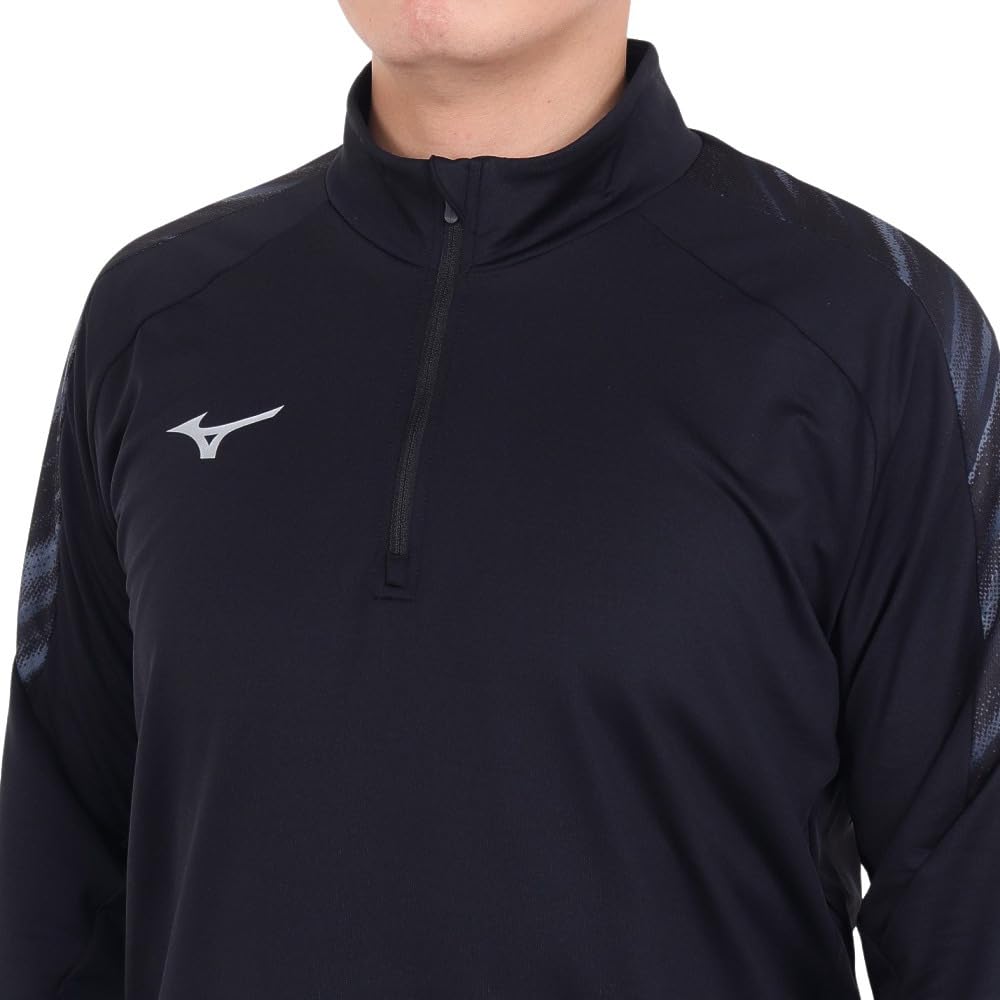 Mizuno Football Wear Stretch Fleece Easy To Move XL Half-Zip Shirt, Moisture-Wicking, Quick-Drying, In, Black, (P2MCA516)