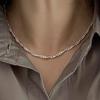 VENTFILLE 925 Sterling Silver Double Layer Bead Snake bone Chain Necklace for Women Girl Korean Simple Jewelry Gift Dropshipping