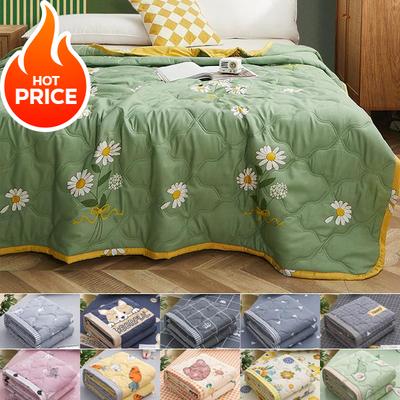 2025 New Summer Washed Cotton Quilt Air-conditioning Comforter Soft Breathable Thin Daisy Print Bedspread Bed Cover Home Textiles