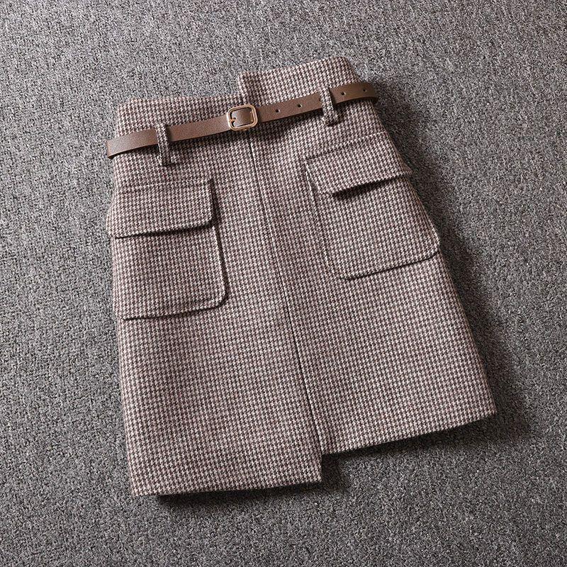 

Женская юбка в полоску с поясом, 2 цвета, S-XXL, карман, женские короткие юбки M