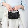 Real Leather Women's Bag With Caviar Pattern Ball Hippie Hobo Grid Chain Lunch Box Single Shoulder Diagonal Cross Small