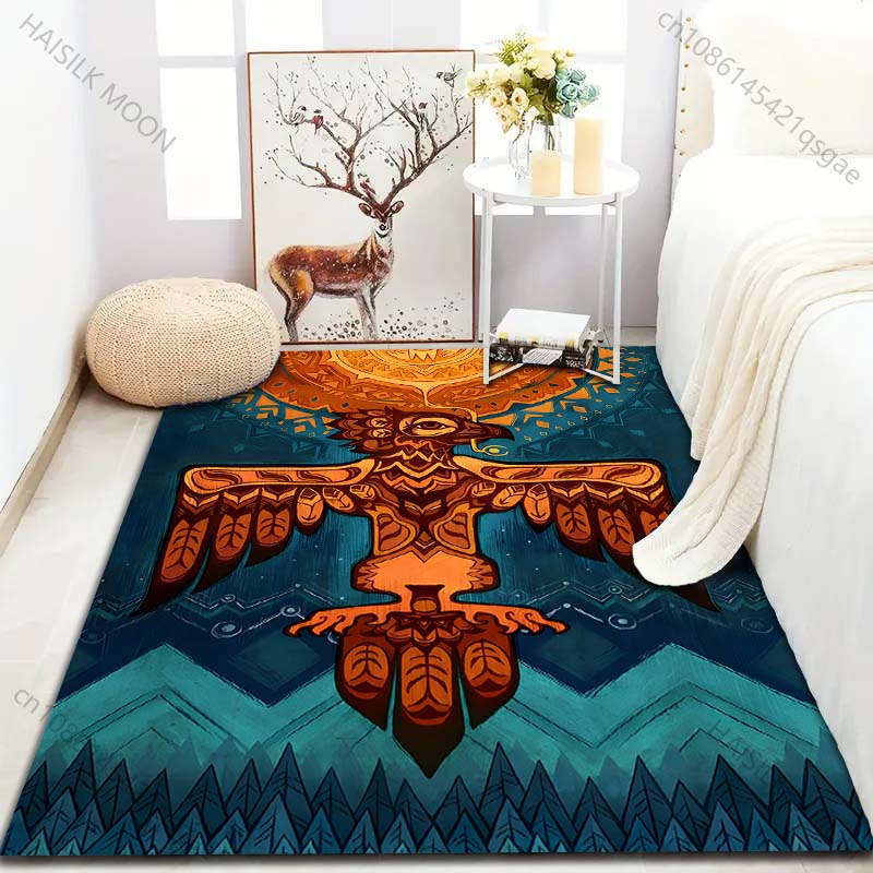 1PC Aboriginal Mythology Sun Bird Print Carpet for Bedroom Living Room Bedside Sofa Floor Mat Modern Home Decor Area Rug