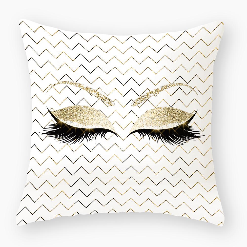 Ins Eyelash Printing Pillowcase Peach Leather Velvet Pillowcase Pillowcase Super Soft Pillowcase Sofa Decoration Pillow