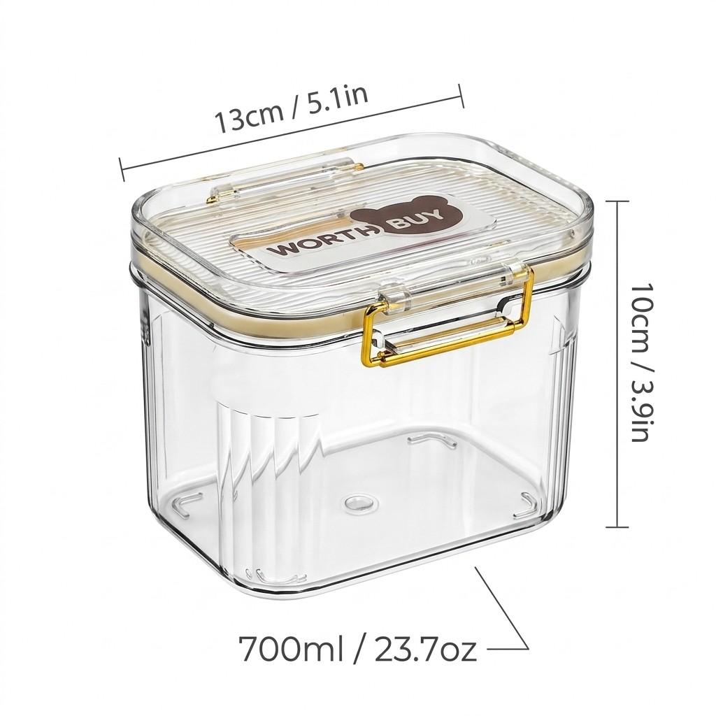 Airtight Food Storage Containers Fridge Stackable Clear PET Plastic Kitchen Jars Leakproof Pantry Organizer Cereal Pasta Coffee