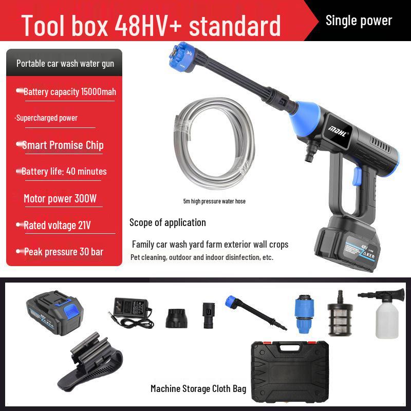 High-Pressure Wireless Portable Car Wash Gun with Lithium Battery