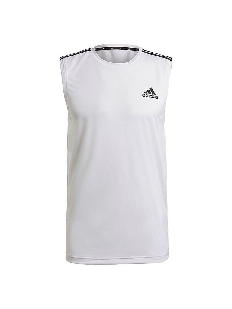 Adidas Sleeveless Tank D2M White Equivalent to Japanese Size 2L Men's Top, 3-Stripes, (GM2158),
