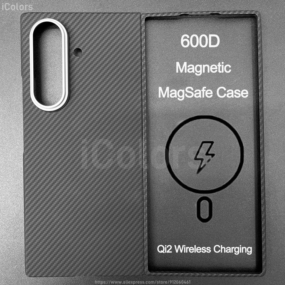 Z Fold 7 Aramid Case for Samsung Galaxy Z Fold 7 Magnetic Case Aramid Carbon Fiber Cover MagSafe/Qi2 Charging Armor Protective