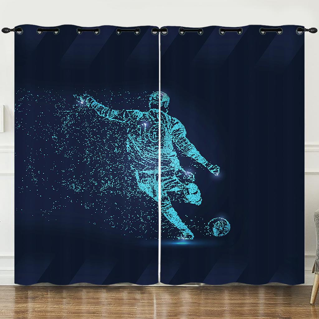 Curtains Sports World Cup 3D Digital Printing Blackout Curtain Punching