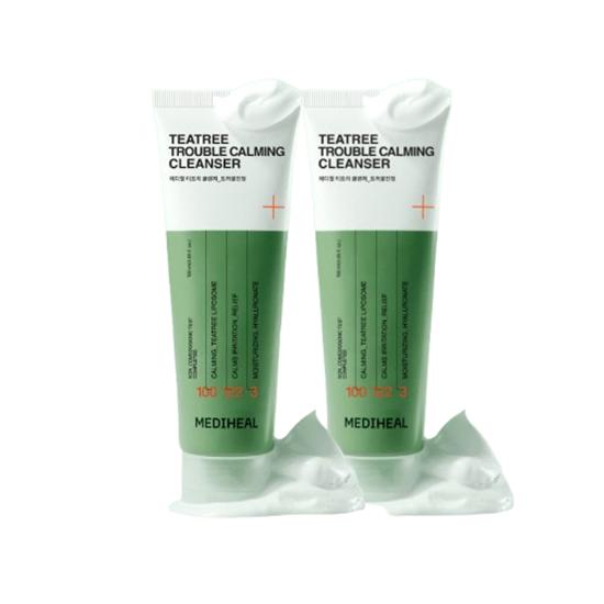 MEDIHEAL Tea Tree Trouble Soothing Cleansing Foam Low-Irritation Mild Alkaline Face Wash 120ml x 2 Set