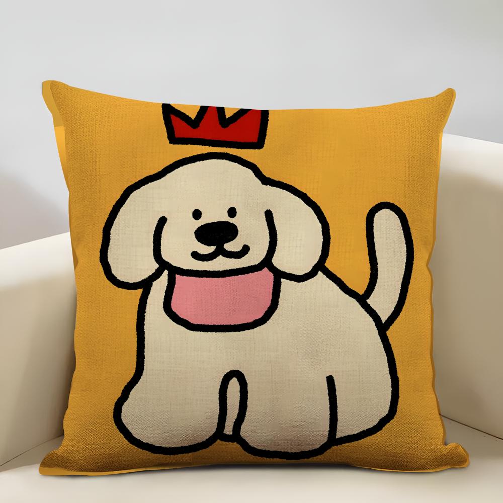 Happy Little Animals Illustrations Cushion Cover Household Decoration Linen Sofa Cushion Cover: Skin-Friendly & Breathable With