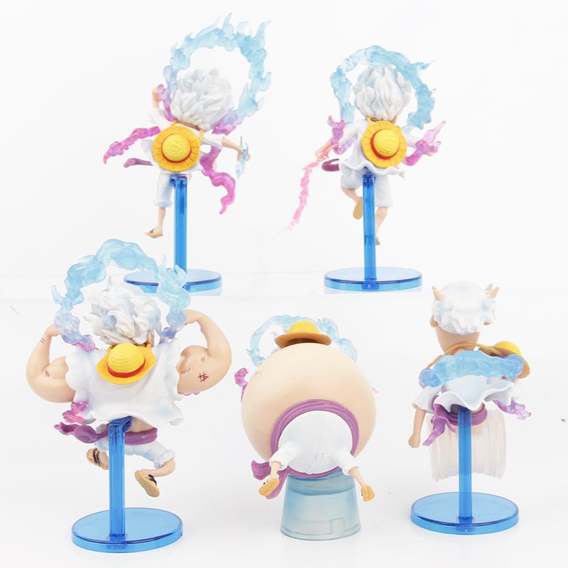 5pcs/set One Piece Gear 5 Sun God Nika Luffy Anime Figures Pvc Model Toys 12cm