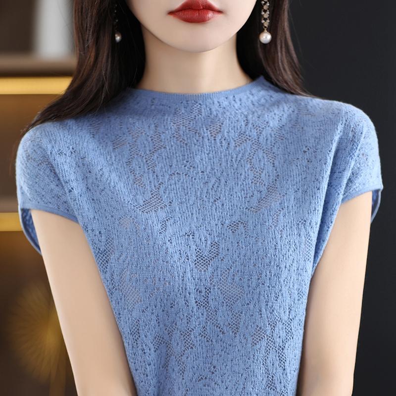 

Жіноча літня сорочка - 50% суміші шовку тутового дерева | Без зморшок і захист від ультрафіолету | Розкішний легкий топ M колір морської хвилі