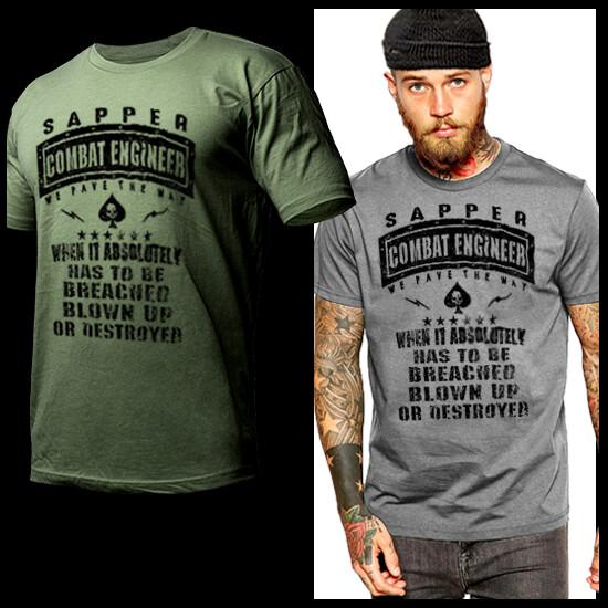 

Combat Engineer T-shirt Sapper Breacher, Army Special Operation combat veteran S