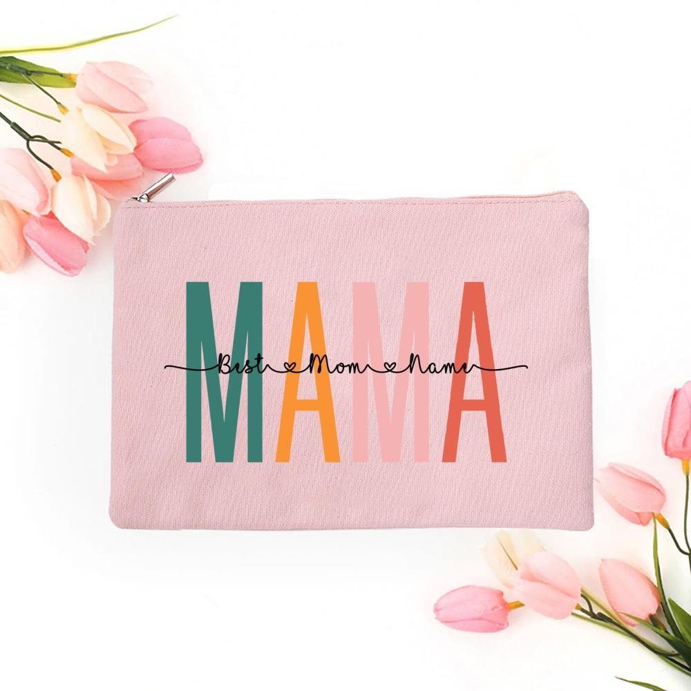 

Personalized Best Mom Makeup Bag Custom Name Cosmetic Case Canvas Monogram Toiletry Pouch Birthday Mother s Day Gifts for Mama