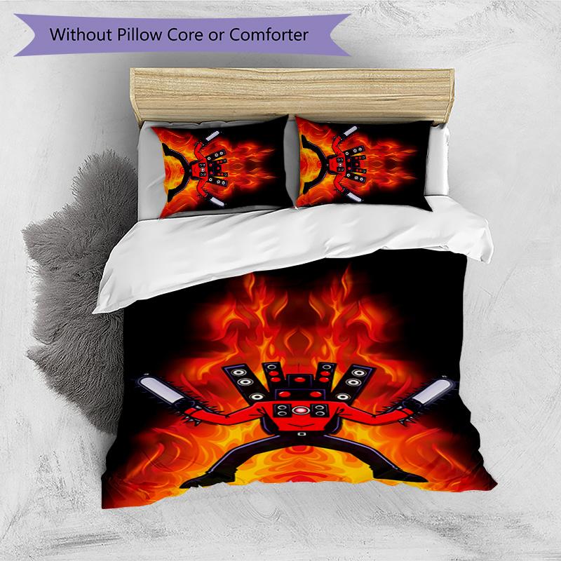 skibidi toilet Printed 3PCS Bedding Set Soft Breathable Duvet Cover Pillowcases Set Washable Bedroom Decor Home Gift