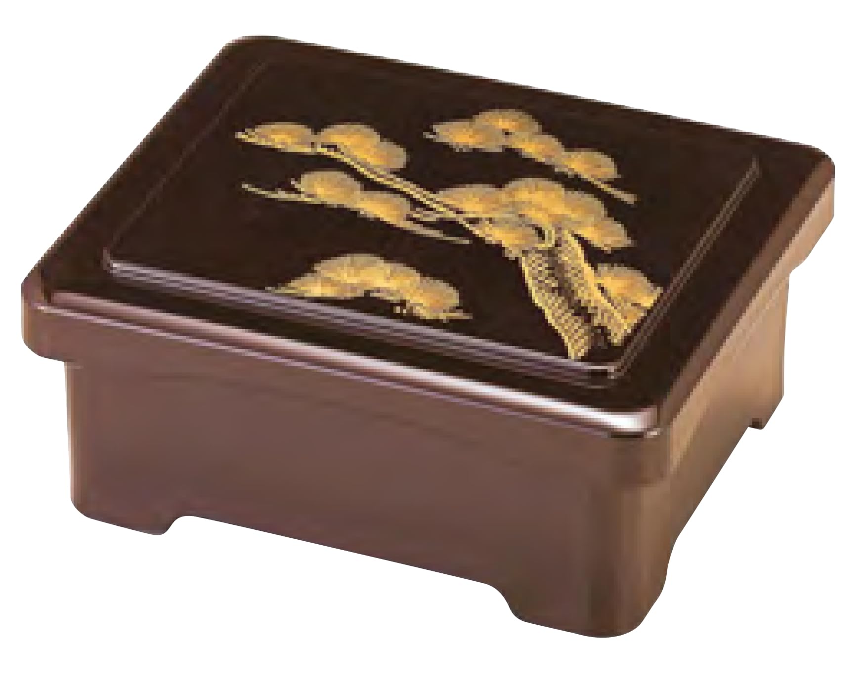 Wakaizumi Large Eel Rice Tamari Pearl with Old Pine Tree Design and Vermilion Lacquerware, Bowl, Interior, 1-575-1