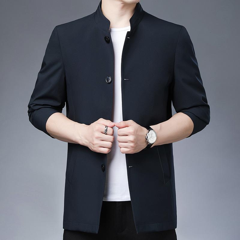Autumn New Middle-aged and Elderly Men's Jacket Dad Jacket Long Button Coat Male Loose Large Size Jacket