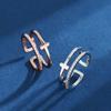 Customized Geometric Open Cross Double Layer Ring for Women with Micro-Paved Diamonds