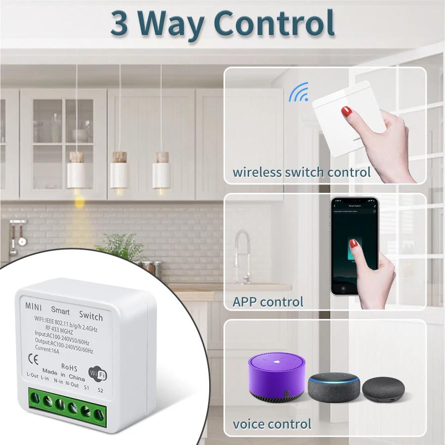 Tuya WiFi Smart Switch 433MHz Relais Empfänger Kabellos 1/2/3-fach 86 Wandpanel Schalter APP-Steuerung Funktioniert mit Alexa Google Home