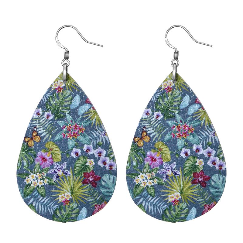 

Summer Fashion Lightweight Faux Leather Earrings for Women Fruit Leaf Beach Teardrop Drop Dangle Earrings Zircon Gift Wholesale