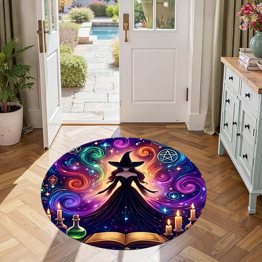 Witch Round Office Rug Perfect for Dining Room Study Room Kitchen Game Room Antislip Round Carpet Anime Office Decor Perfect Gift for Women Men