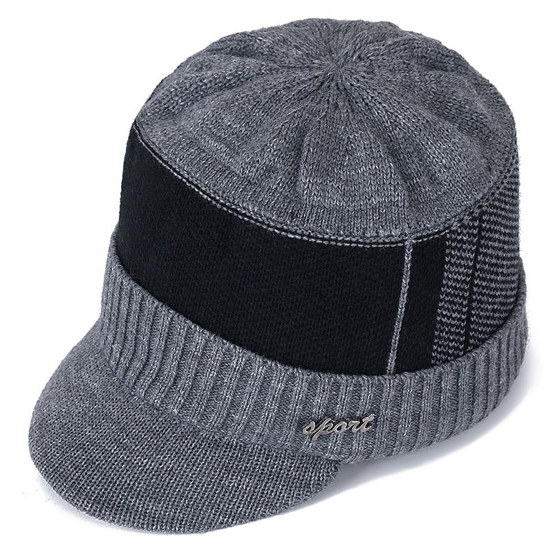 Cappello a cuffia elegante invernale caldo foderato in pelliccia con visiera in lana per uomo e donna
