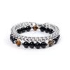 Jbans Classic Medium Surgical Steel 638 Triangle Cut Tiger Eye 710 Bracelet Set (C2101-Se172_Bk)