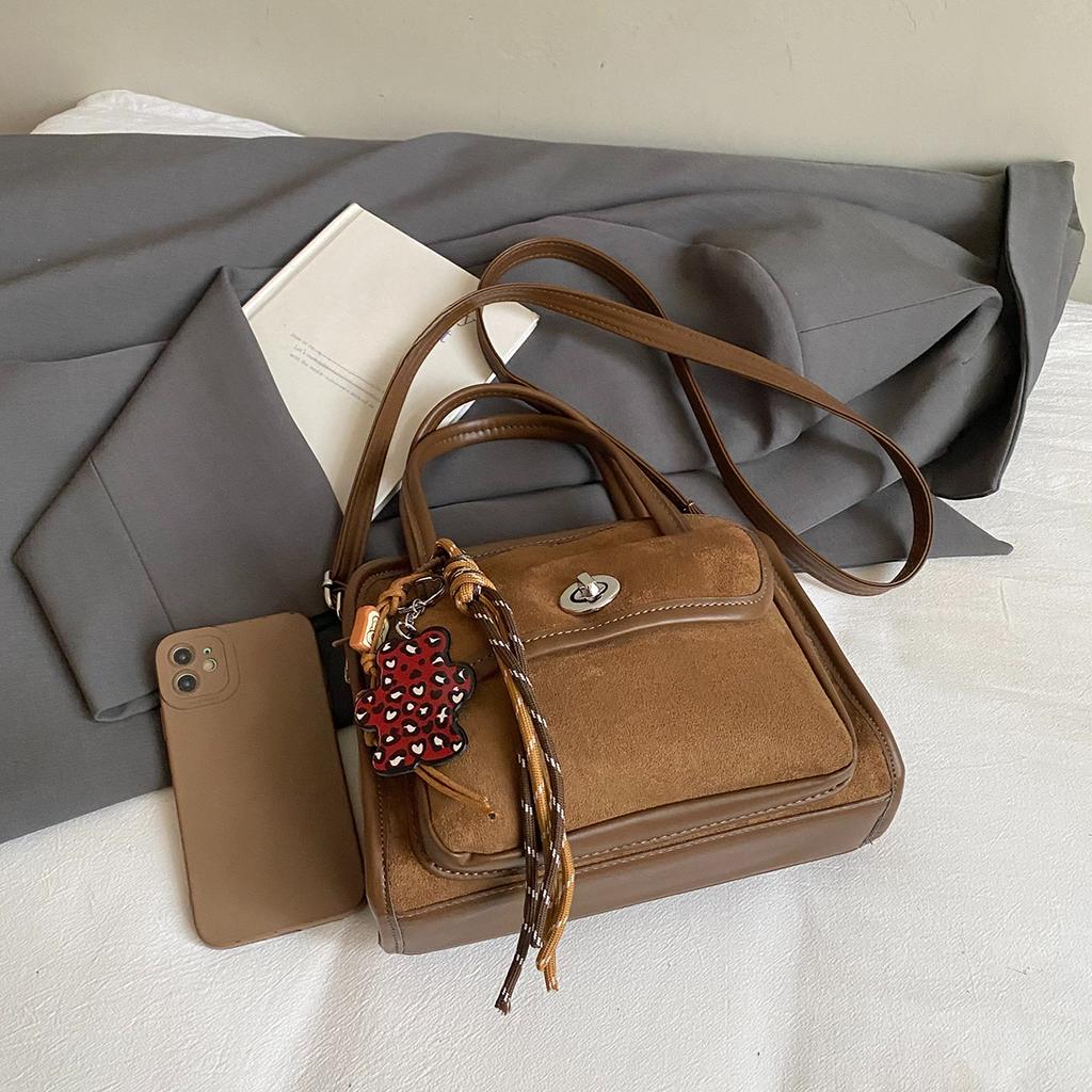 Women'S Mini Suede Shopper Shoulder Bag 2025 Winter Luxury Design Retro Handbags For Women Solid Color Shopping Tote Bags