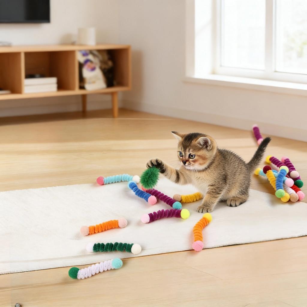 12 Stück Katzenspielzeug, Haustier-Feder spirale, Kätzchen Jagdspielzeug, Kunststoff-Spiralfedern, Interaktives Haustierbedarf, Indoor-Katzenzubehör