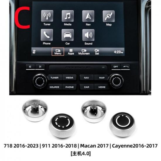 Pair Silver Car Front Volume Knob Upgrade Replace For Porsche 718 2016-