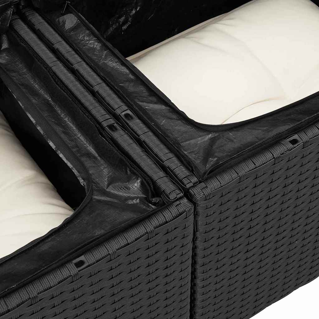 Garden Sofa Set with Cushions 6 pcs Black and White Poly Rattan