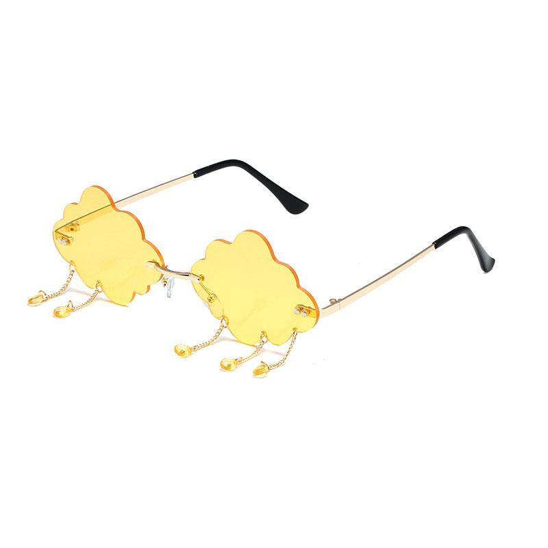 Vintage Clouds Tassel Ladies Sunglasses Steampunk Rimless UV400 Women's Fashion Shades