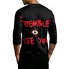 Men's Casual Halloween Printed Crew Neck T-Shirt Three Quarter Sleeve Top Comfortable Fit Lightweight Fabric Suitable for Daily Wear