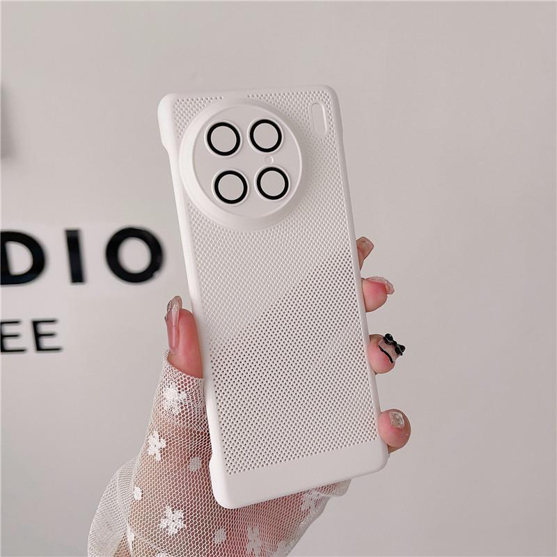 Frameless Heat Dissipation Case With Lens Film For Vivo X90 X90s X80 Pro Plus Breathable Cooling Grid Hard PC Cover Back Shell Protector