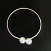 2Pcs/Set Women Elegant Faux Set Pearls Shiny Rhinestones Jewelry Adjustable Open Collar Necklace Bangle Set