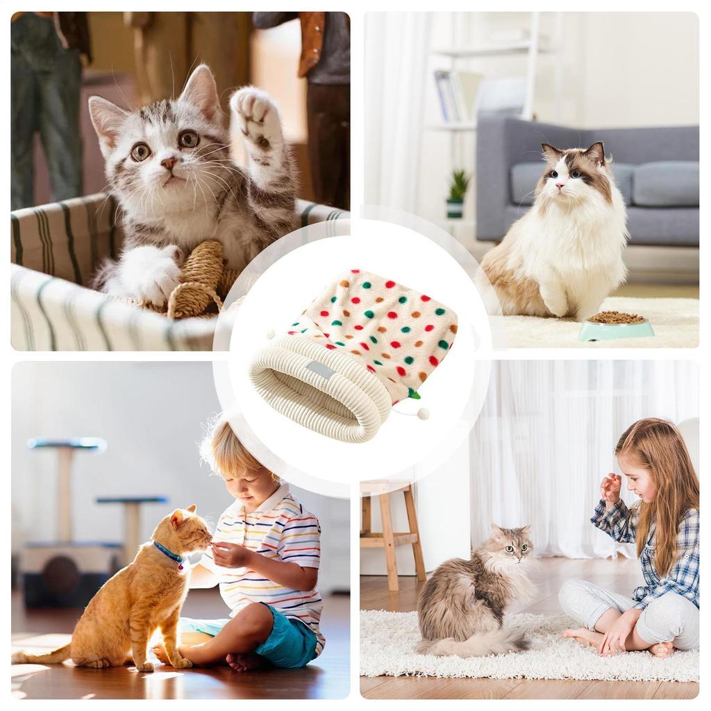 Cat Sleeping Bag Enclosed Warm Thermal Pet Bed Winter Indoor Cat Cave For Home Farmhouse Apartment Bedroom Christmas New Year
